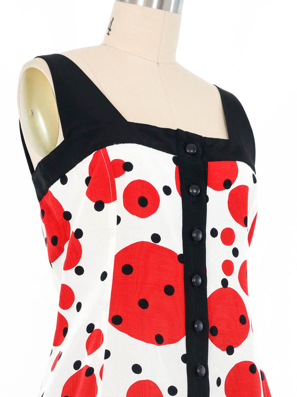 1980s Yves Saint Laurent Red Polka Dot Top Top arcadeshops.com