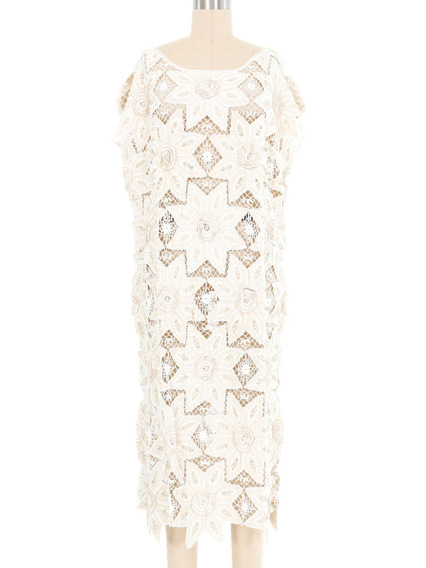 Ivory Sequin Embellished Crochet Maxi Dress Dress arcadeshops.com