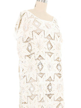 Ivory Sequin Embellished Crochet Maxi Dress Dress arcadeshops.com