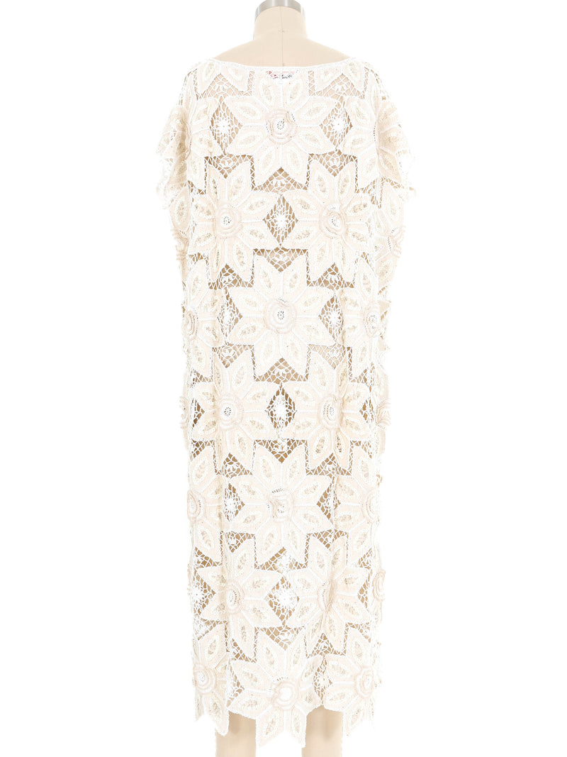 Ivory Sequin Embellished Crochet Maxi Dress Dress arcadeshops.com