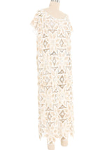 Cream Sequin Embellished Crochet Maxi Dress Dress arcadeshops.com