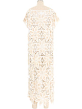 Cream Sequin Embellished Crochet Maxi Dress Dress arcadeshops.com