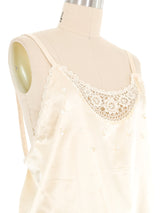 Champagne Crochet Trimmed Silk Cami Top arcadeshops.com