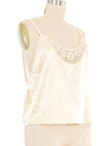 Champagne Crochet Trimmed Silk Cami Top arcadeshops.com