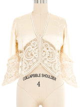 Champagne Crochet And Silk Top Top arcadeshops.com