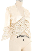 Champagne Crochet And Silk Top Top arcadeshops.com