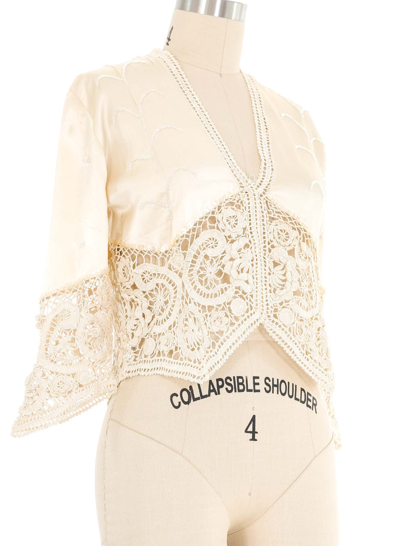 Champagne Crochet And Silk Top Top arcadeshops.com
