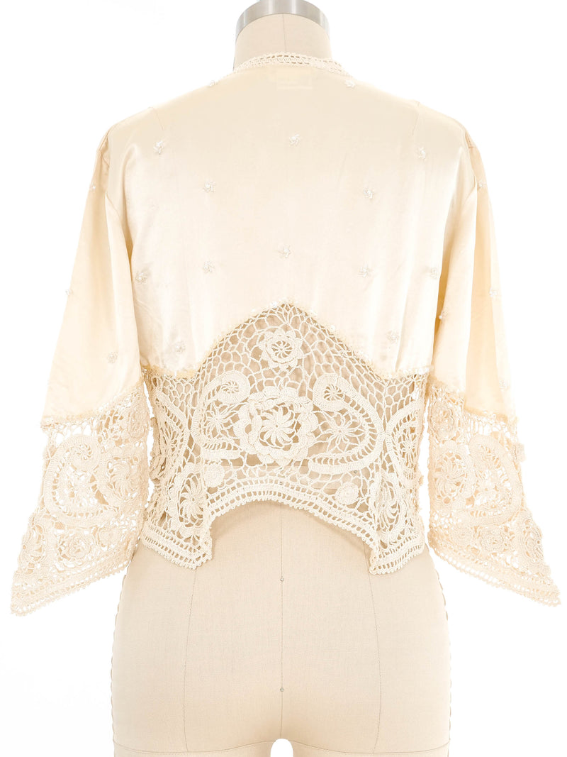 Champagne Crochet And Silk Top Top arcadeshops.com