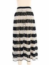 Black And Gray Striped Crochet Maxi Skirt Bottom arcadeshops.com