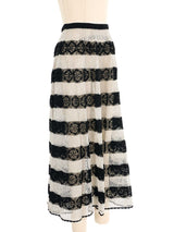 Black And Gray Striped Crochet Maxi Skirt Bottom arcadeshops.com