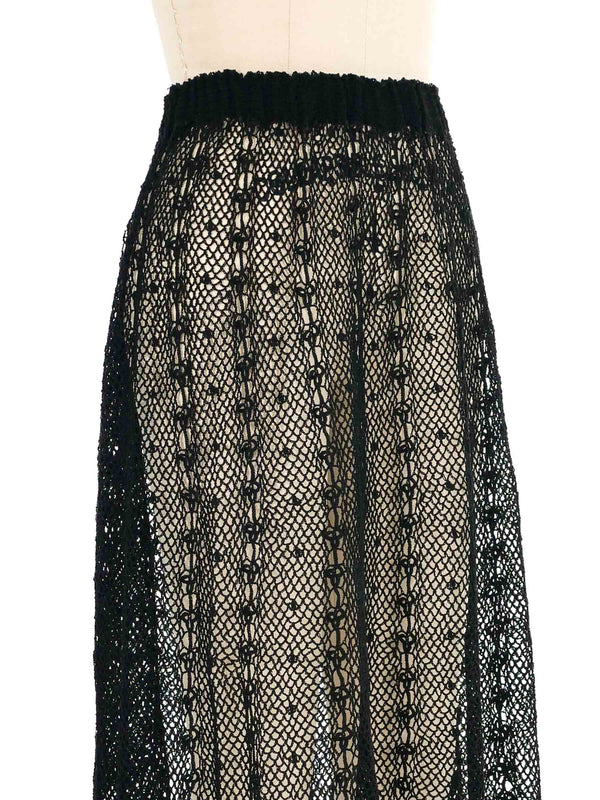 Black Crochet Midi Skirt Bottom arcadeshops.com