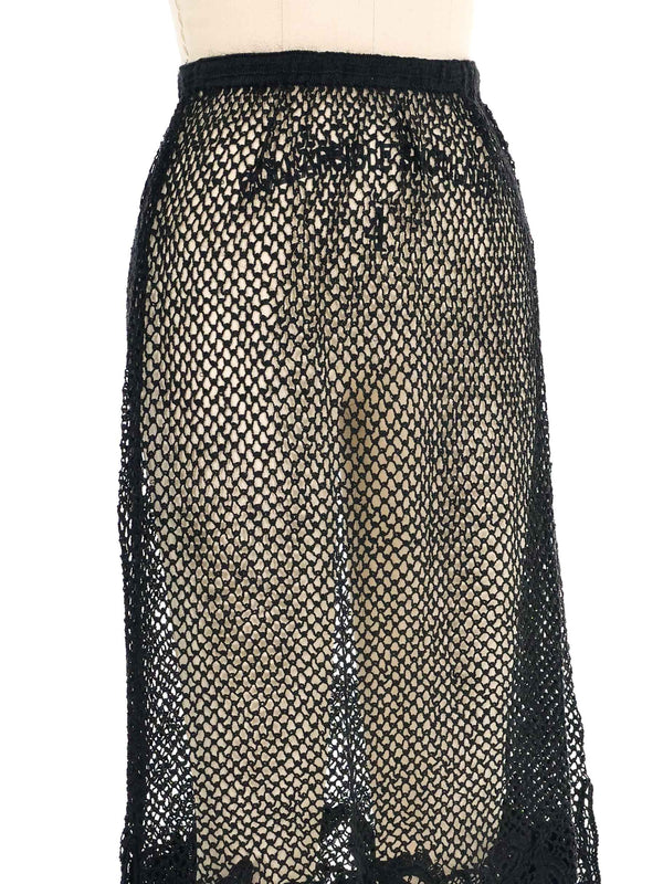 Black Net Crochet Midi Skirt Bottom arcadeshops.com