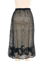 Black Net Crochet Midi Skirt Bottom arcadeshops.com