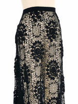 Black Floral Crochet Midi Skirt Bottom arcadeshops.com