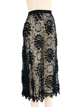 Black Floral Crochet Midi Skirt Bottom arcadeshops.com