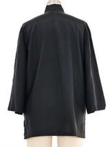 Black Embellished Painted Silk Blouse Top arcadeshops.com