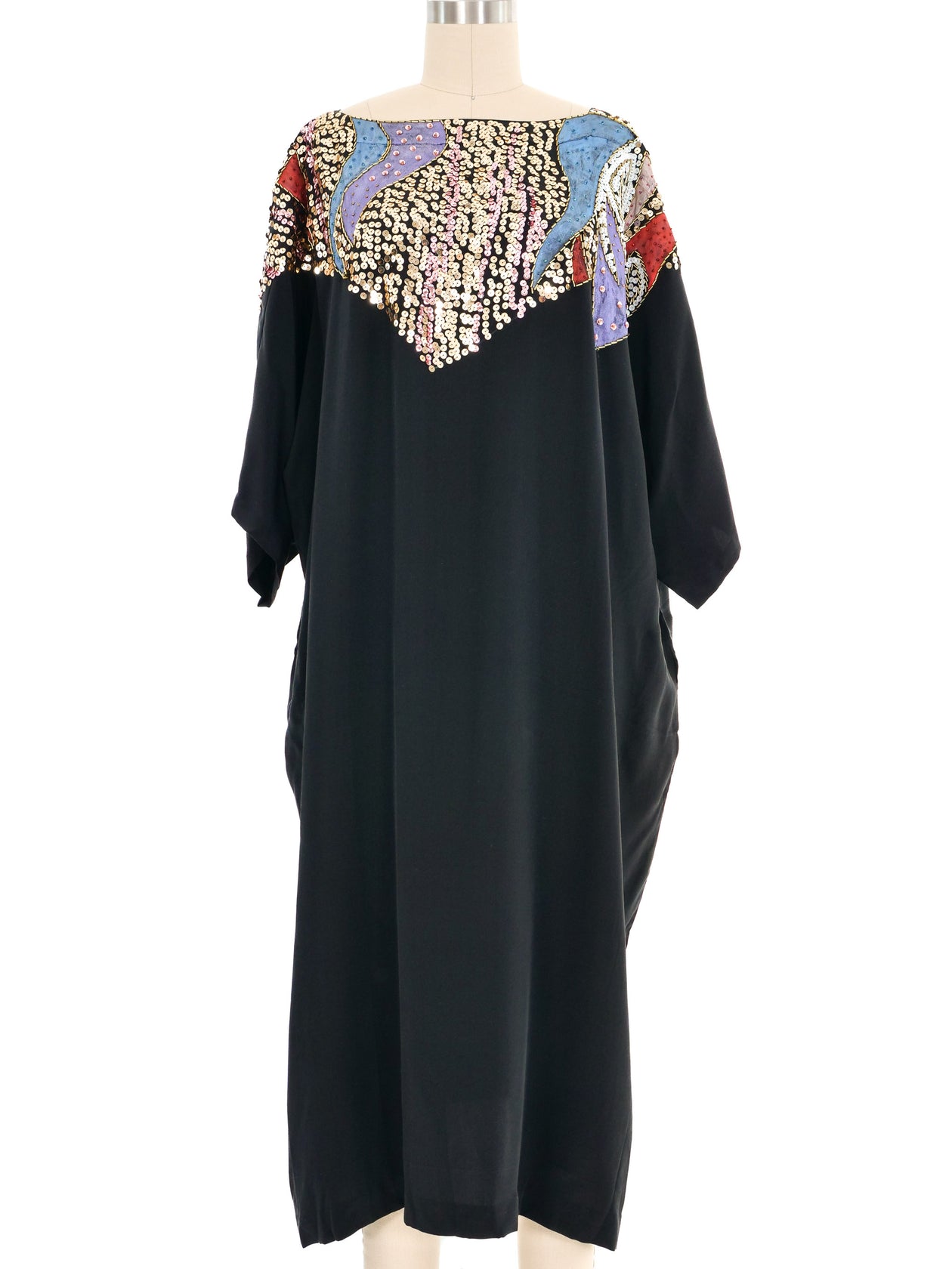 arcade midi dress Black Painted Embellished Silk Midi Dress