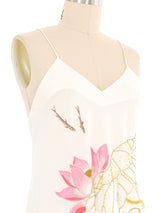 White Floral Embellished Silk Cami Top arcadeshops.com