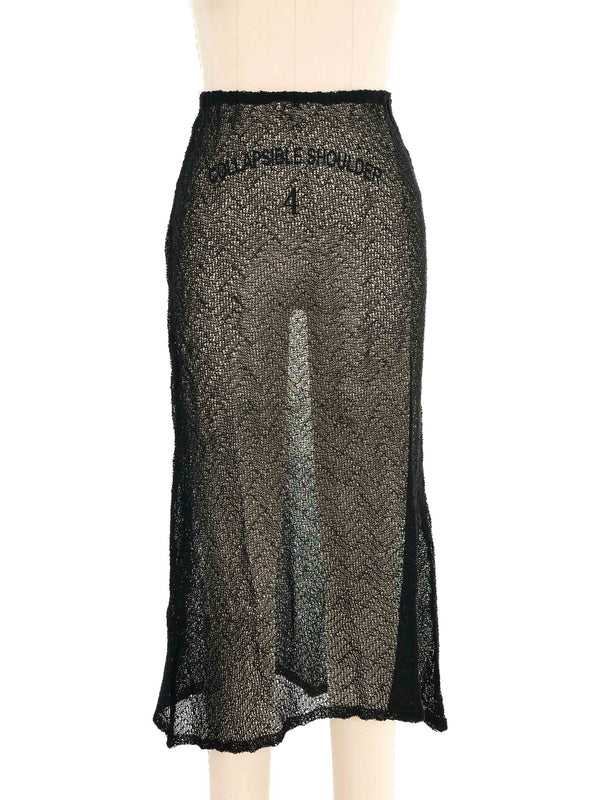 Black Mesh Knit Midi Skirt Bottom arcadeshops.com