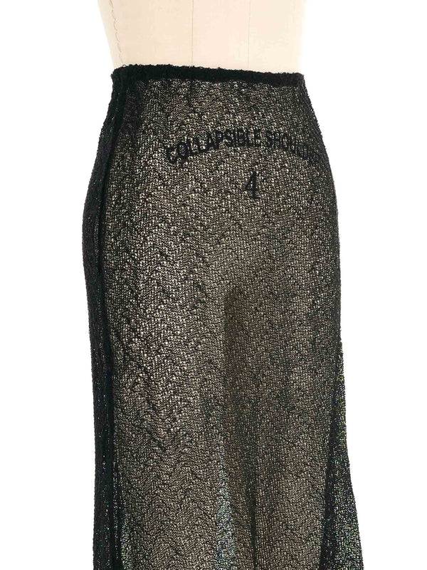 Black Mesh Knit Midi Skirt Bottom arcadeshops.com