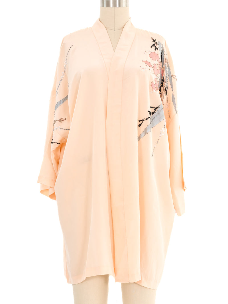 Blush Embellished Silk Robe Jacket arcadeshops.com