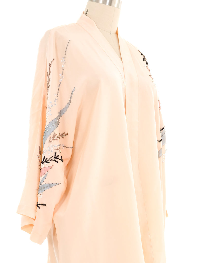 Blush Embellished Silk Robe Jacket arcadeshops.com