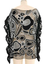 Black Lace Trimmed Floral Crochet Top Top arcadeshops.com