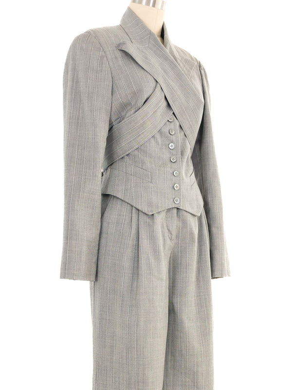 2005 Alexander McQueen Pinstripe Pant Suit Suit arcadeshops.com