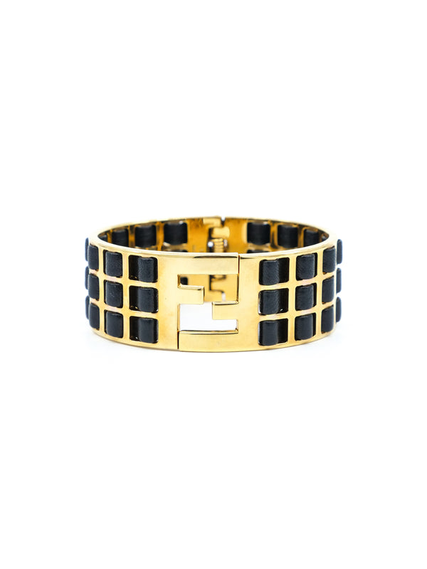 Fendi Fendista Leather Woven Bangle Accessory arcadeshops.com