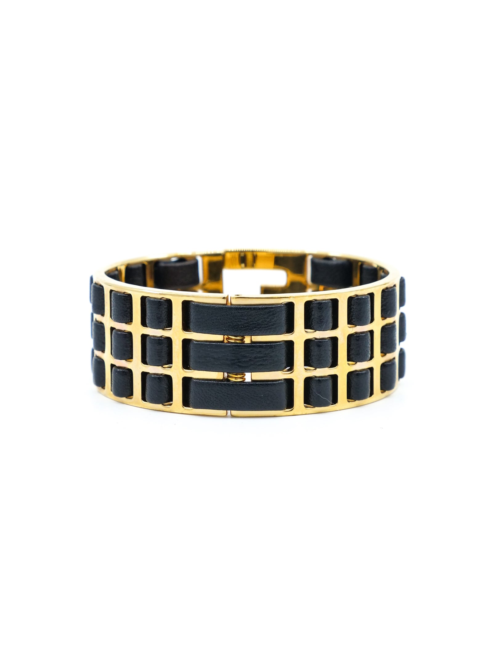 Fendi Fendista Leather Woven Bangle
