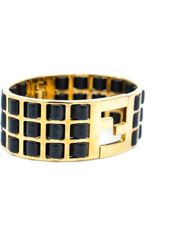 Fendi Fendista Leather Woven Bangle Accessory arcadeshops.com