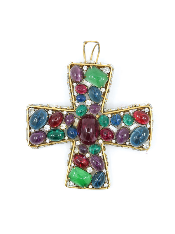 Gripoix Cabochon Wire Cross Pendant Accessory arcadeshops.com