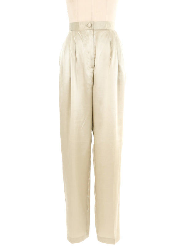 Champagne Satin High Rise Trousers Bottom arcadeshops.com