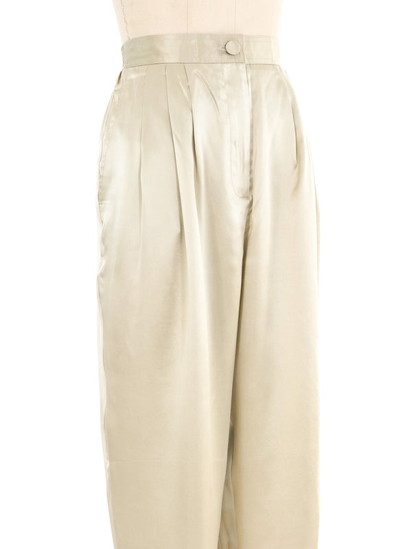 Champagne Satin High Rise Trousers Bottom arcadeshops.com
