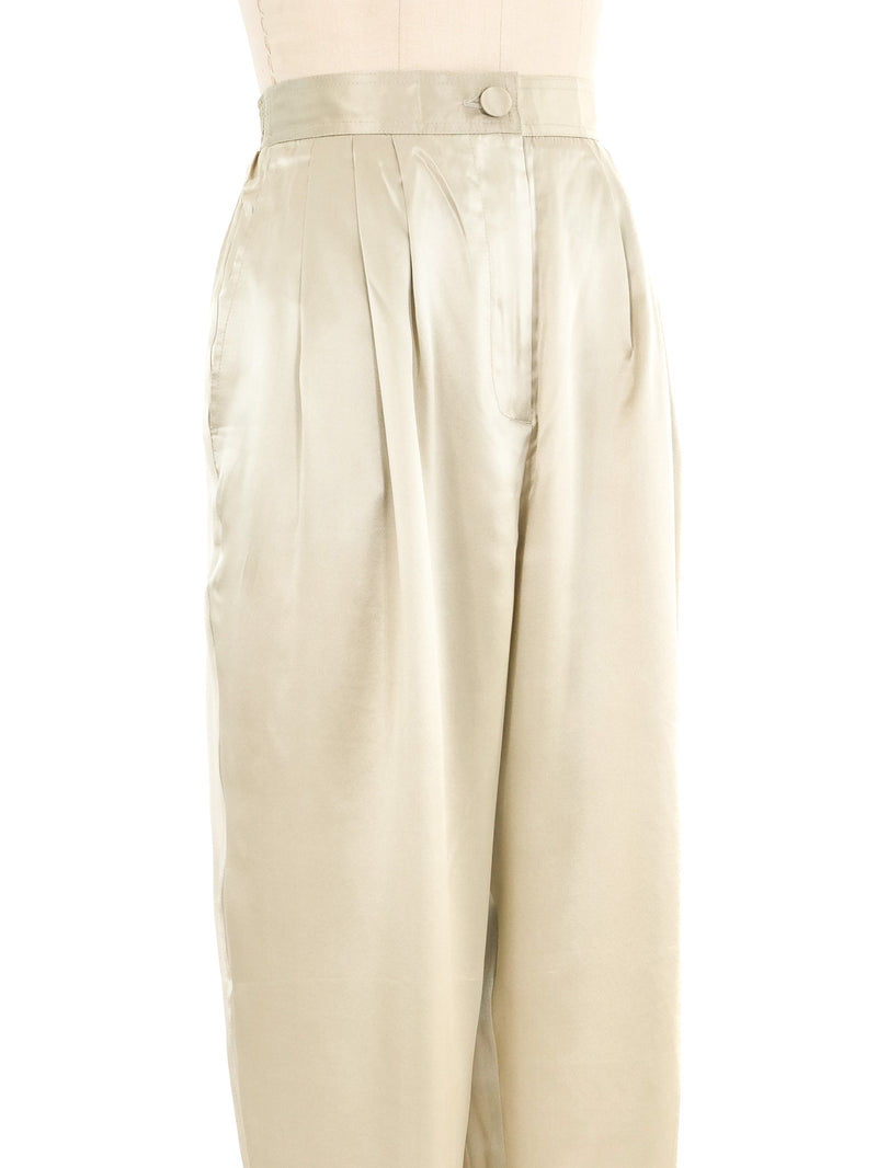 Champagne Satin High Rise Trousers Bottom arcadeshops.com