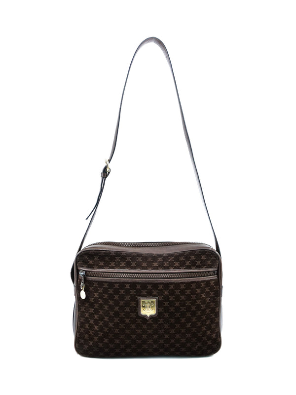 Celine Triomphe Suede Monogram Shoulder Bag Accessory arcadeshops.com