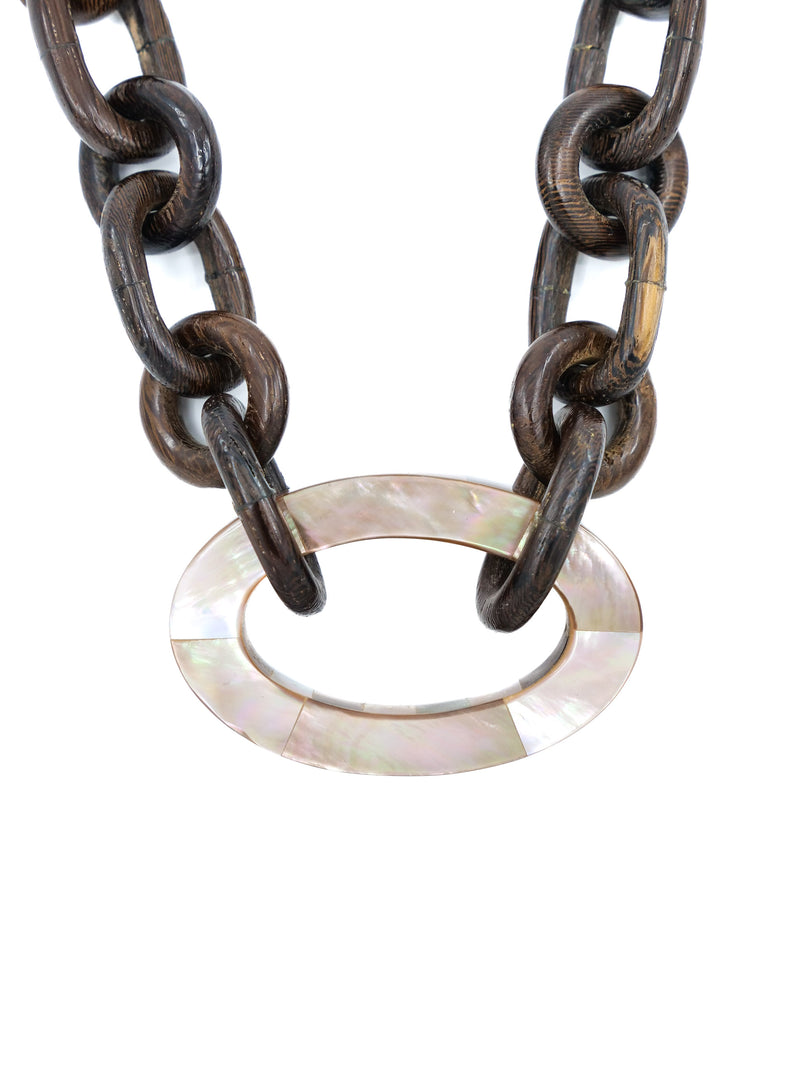 Wood Chainlink Necklace Accessory arcadeshops.com