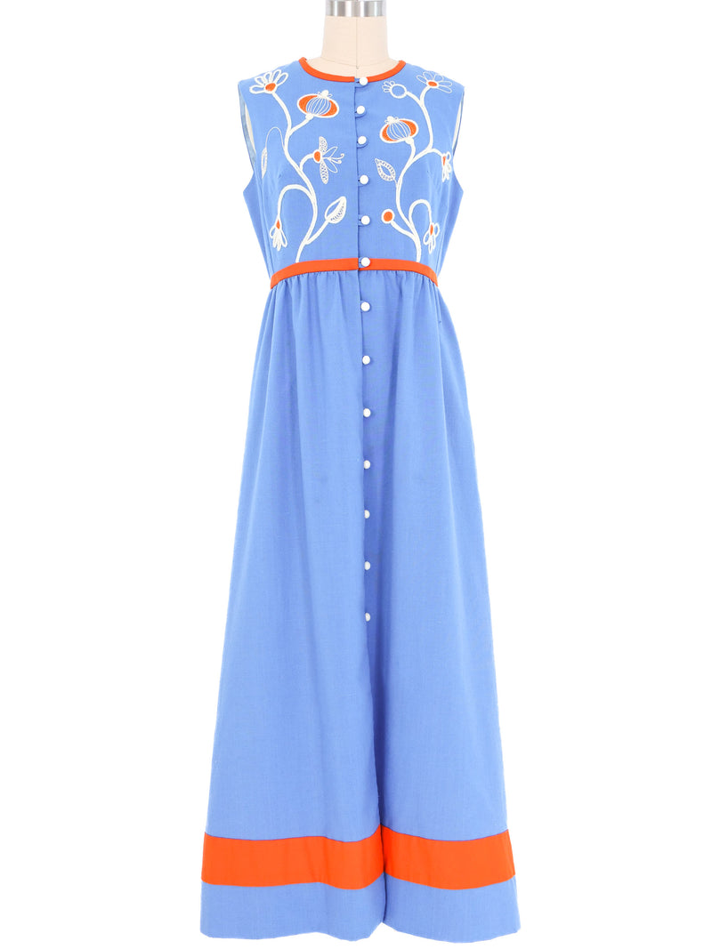 Bob Cunningham Cornflower Applique Maxi Dress Dress arcadeshops.com