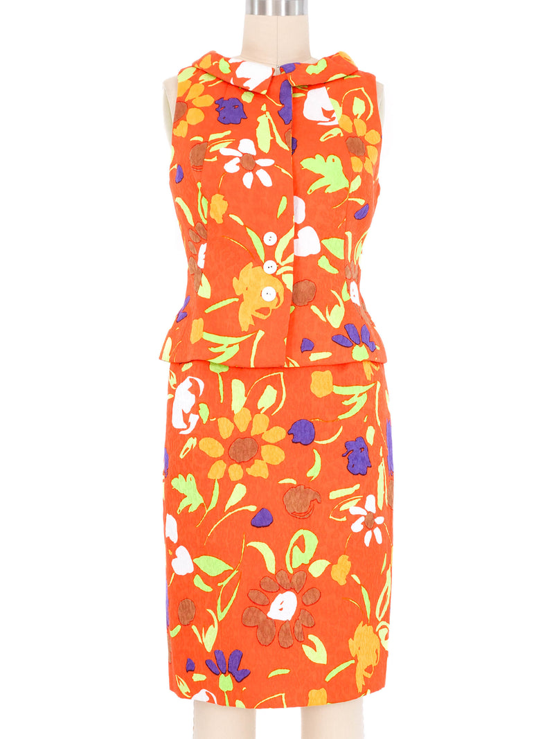 Oscar de la Renta Neon Floral Ensemble Suit arcadeshops.com