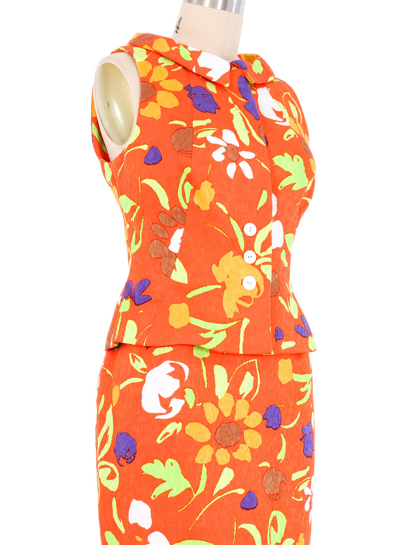 Oscar de la Renta Neon Floral Ensemble Suit arcadeshops.com