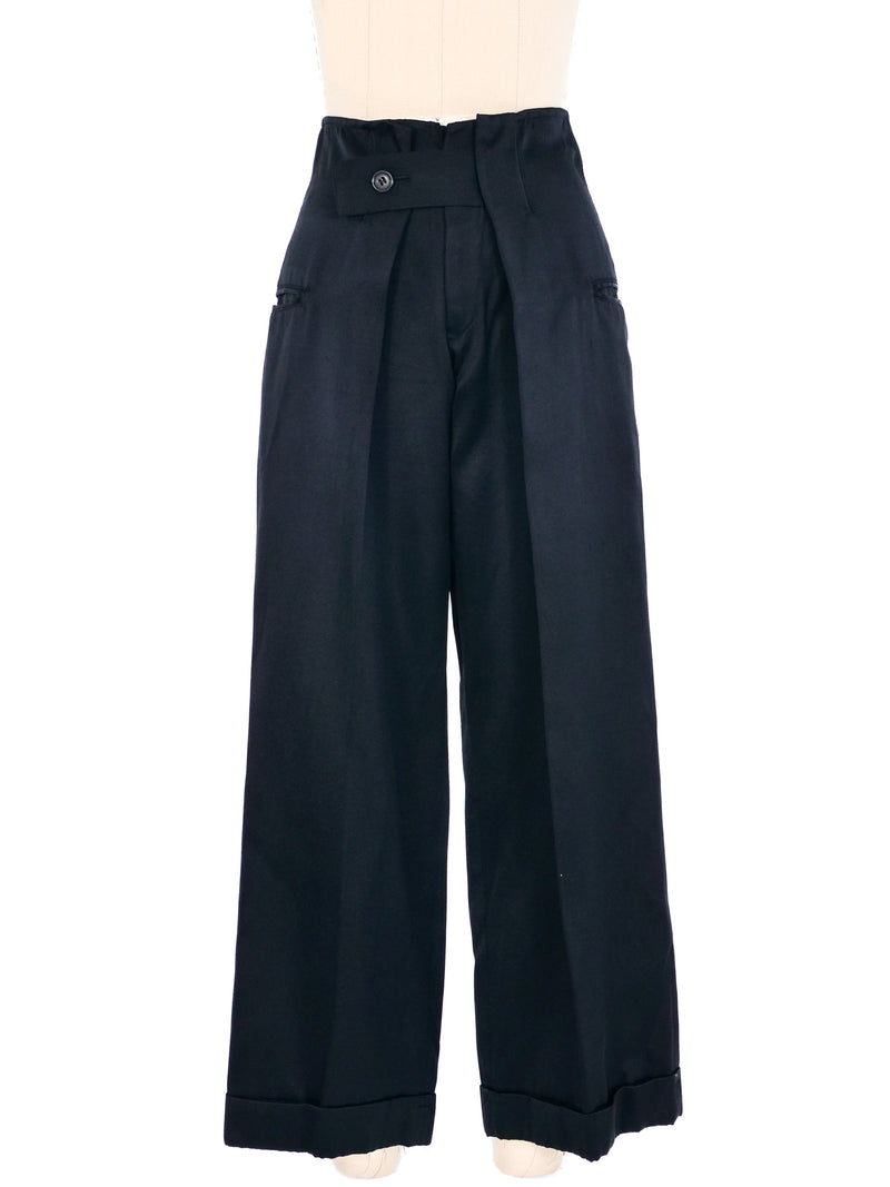 Yohji Yamamoto Satin High Waisted Trousers Bottom arcadeshops.com