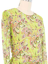 Emilio Pucci Printed Mesh Long Sleeve Top Top arcadeshops.com