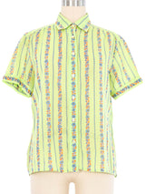 Celine Floral Striped Cotton Button Down Top arcadeshops.com