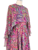 1960s Oscar de La Renta Metallic Cape Dress Dress arcadeshops.com