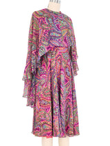 1960s Oscar de La Renta Metallic Cape Dress Dress arcadeshops.com