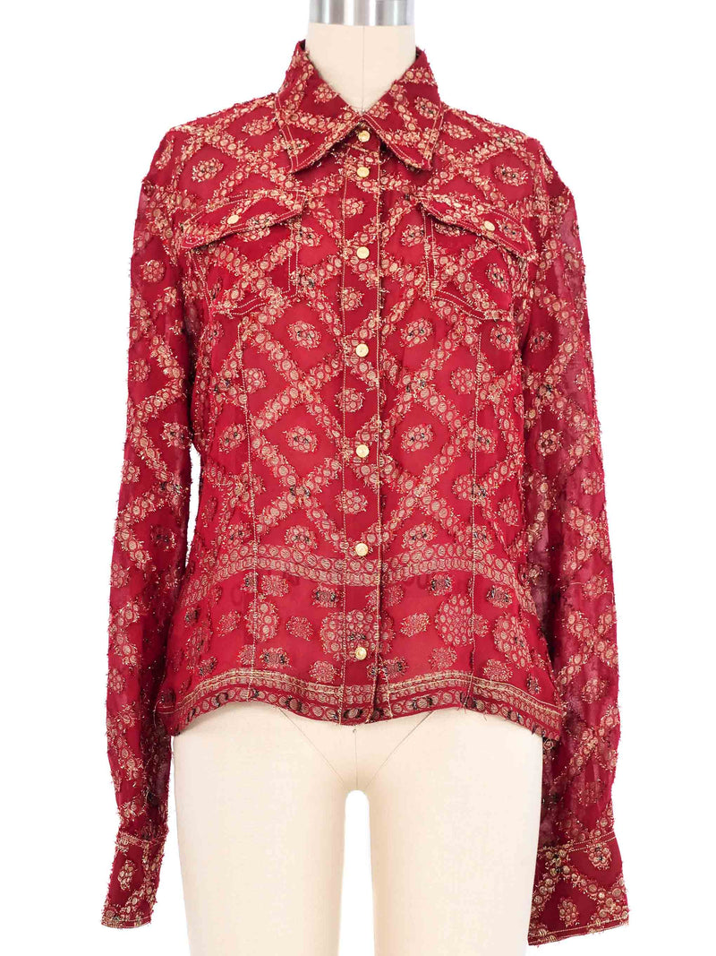 Gianfranco Ferre Metallic Western Shirt Top arcadeshops.com