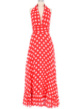 Lilli Diamond Crimson Polka Dot Maxi Dress Dress arcadeshops.com