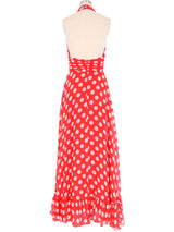 Lilli Diamond Crimson Polka Dot Maxi Dress Dress arcadeshops.com