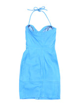 North Beach Cornflower Blue Leather Halter Dress Dress arcadeshops.com