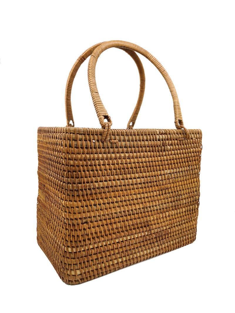 Woven Wicker Basket Tote Accessory arcadeshops.com